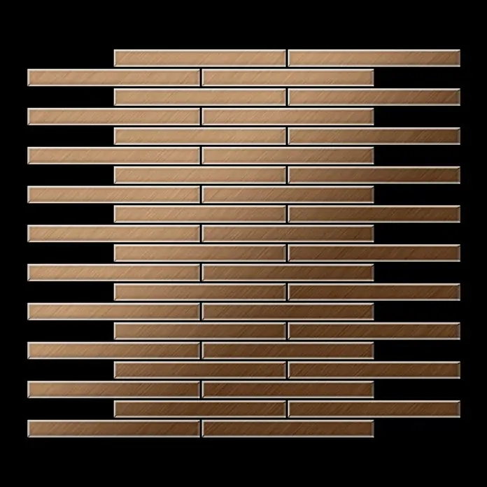 ALLOY Mosaikfliese Mosaik Fliese massiv Titan gebürstet kupfer 1,6mm stark Deedee-Ti-AB - 316 x 247 mm, Bronze, Sonstiges - Rechteckige metallisch-braune Mosaikfliesen in versetztem Muster angeordnet.