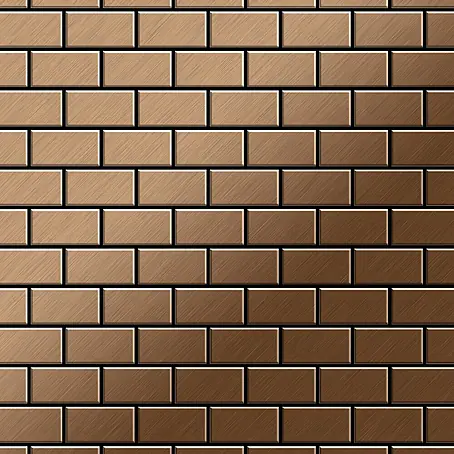 ALLOY  Mosaikfliese Mosaik Fliese massiv Metall Titan gebürstet kupfer 1,6mm stark House-Ti-AB