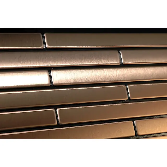 ALLOY Mosaikfliese Mosaik Fliese massiv Titan gebürstet kupfer 1,6mm stark Deedee-Ti-AB - 316 x 247 mm, Bronze, Sonstiges - Gebürstete kupferfarbene Metallfliesen im versetzten Ziegelmuster.