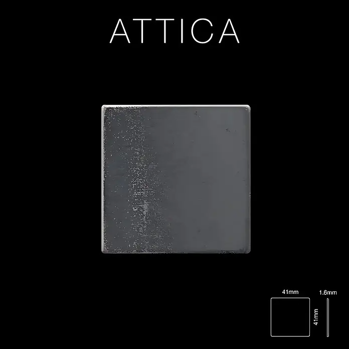 ALLOY Mosaikfliese Mosaik Fliese massiv Metall Rohstahl gewalzt grau 1,6mm stark Attica-RS - 295 x 295 mm, Grau, Sonstiges - Texturiertes dunkelgraues Metallquadratmuster, 41x41x1.6mm, aus der ATTICA-Kollektion.