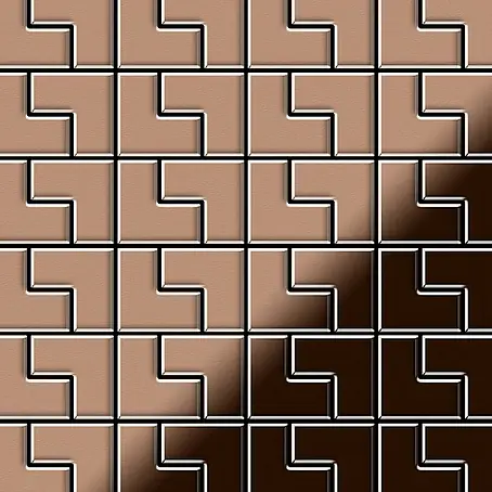 ALLOY  Mosaikfliese Mosaik Fliese massiv Metall Kupfer gewalzt kupfer 1,6mm stark Kink-CM