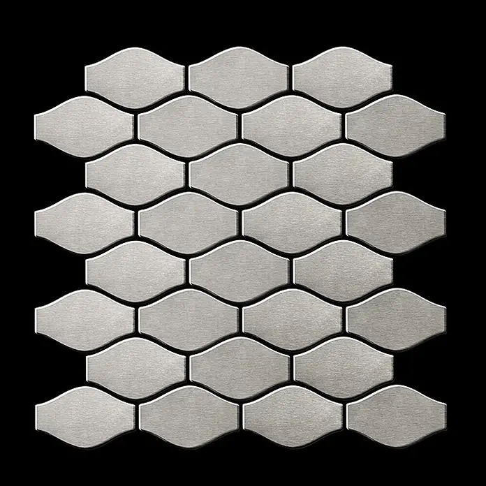 ALLOY Mosaikfliese Mosaik Fliese massiv Edelstahl gebürstet grau 1,6mm stark Karma-S-S-B - 329 x 301 mm, Grau, Silber, Sonstiges - Gebürstete Metallmosaikfliesen mit elegantem, ineinandergreifendem Wellenmuster.