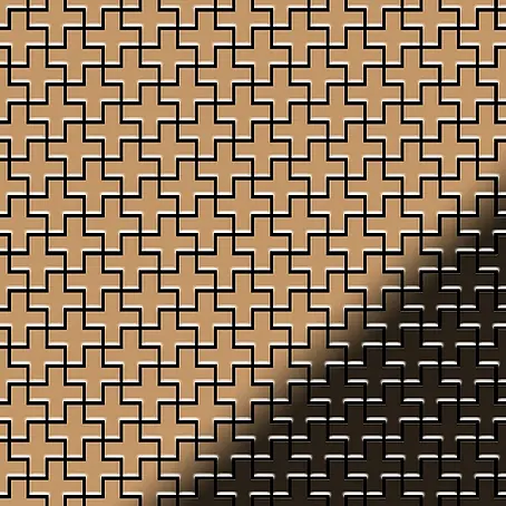 ALLOY  Mosaikfliese Mosaik Fliese massiv Metall Titan hochglanz kupfer 1,6mm Swiss Cross-Ti-AM