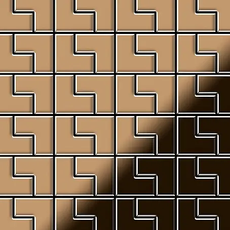 ALLOY  Mosaikfliese Mosaik Fliese massiv Titan hochglänzend kupfer 1,6mm stark Kink-Ti-AM