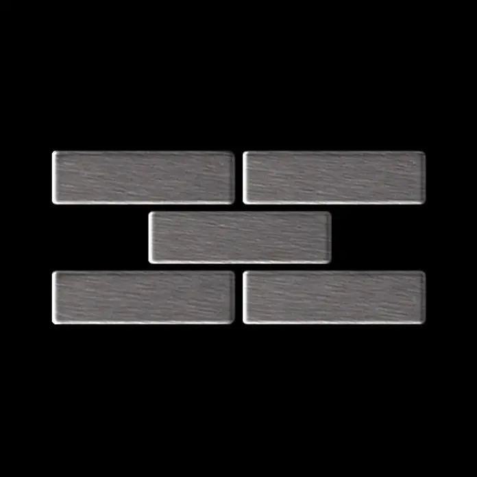 ALLOY Mosaikfliese Mosaik Fliese massiv Metall Edelstahl gebürstet grau 1,6mm stark PK-S-S-B - 309 x 302 mm, Grau, Silber, Sonstiges - Fünf gebürstete graue Metall-Rechteckfliesen in versetztem Muster.