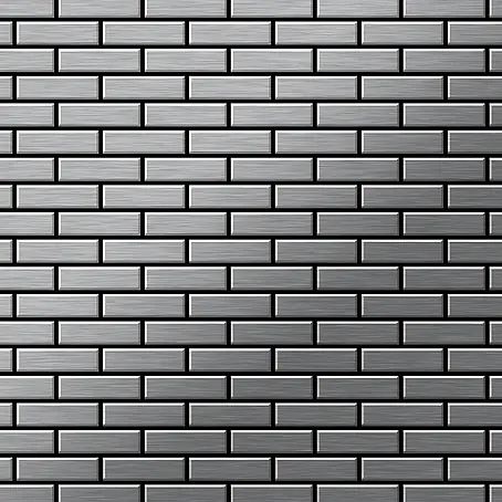 ALLOY  Mosaikfliese Mosaik Fliese massiv Metall Edelstahl gebürstet grau 1,6mm stark PK-S-S-B