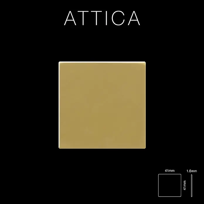 ALLOY Mosaikfliese Mosaik Fliese massiv Metall Messing gewalzt gold 1,6mm stark Attica-BM - 295 x 295 mm, Gold, Sonstiges - ATTICA goldfarbene quadratische Fliese, 41x41mm und 1,6mm dick.