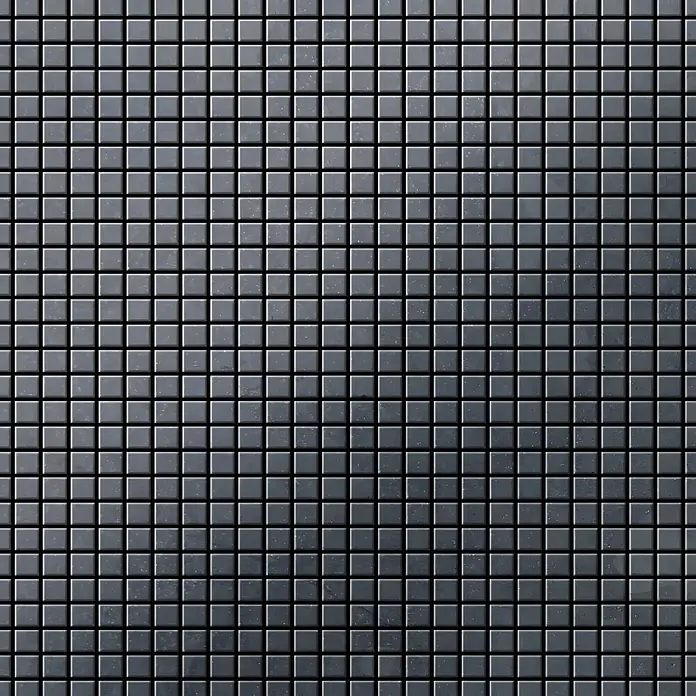 ALLOY Mosaikfliese Mosaik Fliese massiv Metall Rohstahl gewalzt grau 1,6mm stark Glomesh-RS - 316 x 316 mm, Grau, Sonstiges - Dunkelgraue quadratische Mosaikfliesen mit subtiler Textur.