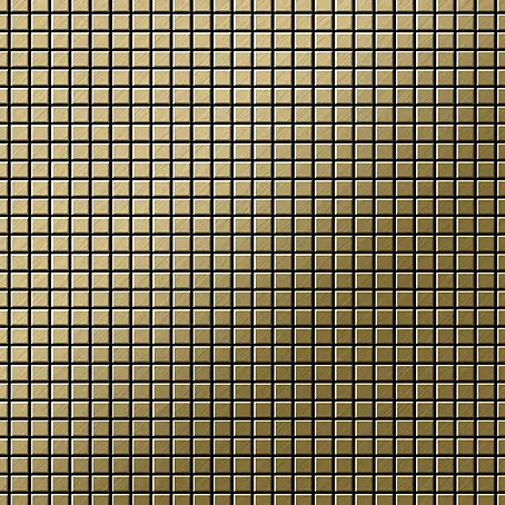ALLOY  Mosaikfliese Mosaik Fliese massiv Metall Titan gebürstet gold 1,6mm stark Glomesh-Ti-GB