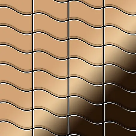 ALLOY  Mosaikfliese Mosaik Fliese massiv Titan hochglänzend Kupfer 1,6mm stark Flux-Ti-AM