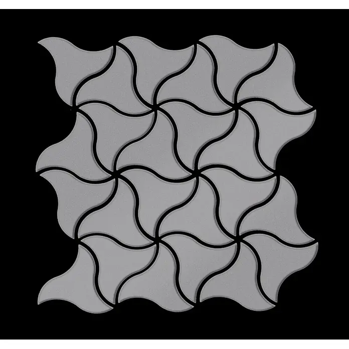 ALLOY Mosaikfliese Mosaik Fliese massiv Metall Edelstahl matt grau 1,6mm stark Ninja-S-S-MA - 313 x 255 mm, Grau, Silber, Matt - Graue, ineinandergreifende Pflastersteine mit geschwungenem, tessellierendem Design.