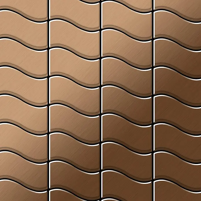 ALLOY Mosaikfliese Mosaik Fliese massiv Metall Titan gebürstet kupfer 1,6mm stark Flux-Ti-AB - 318 x 305 mm, Bronze, Sonstiges - Braune gewellte Texturpaneele mit subtilem Farbverlauf.