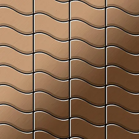 ALLOY  Mosaikfliese Mosaik Fliese massiv Metall Titan gebürstet kupfer 1,6mm stark Flux-Ti-AB