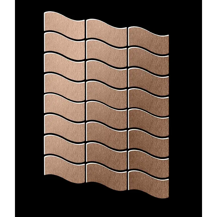 ALLOY Mosaikfliese Mosaik Fliese massiv Metall Titan gebürstet kupfer 1,6mm stark Flux-Ti-AB - 318 x 305 mm, Bronze, Sonstiges - Wellige, gebürstete kupferfarbene Metall-Wandpaneele.