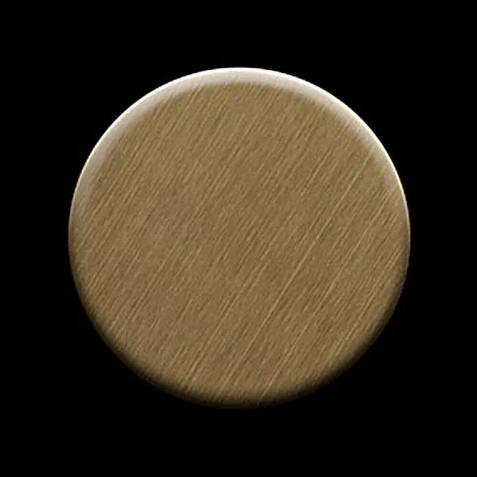 ALLOY Mosaikfliese Mosaik Fliese massiv Metall Titan gebürstet gold 1,6mm stark Dollar-Ti-GB - 295 x 322 mm, Gold, Sonstiges - Runde, gebürstete messingfarbene Metallscheibe mit leichter Fasenkante.