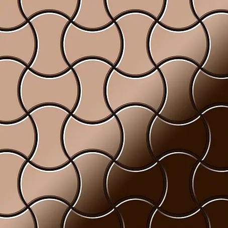 ALLOY  Mosaikfliese Mosaik Fliese massiv Titan hochglänzend kupfer 1,6mm stark Infinit-Ti-AM