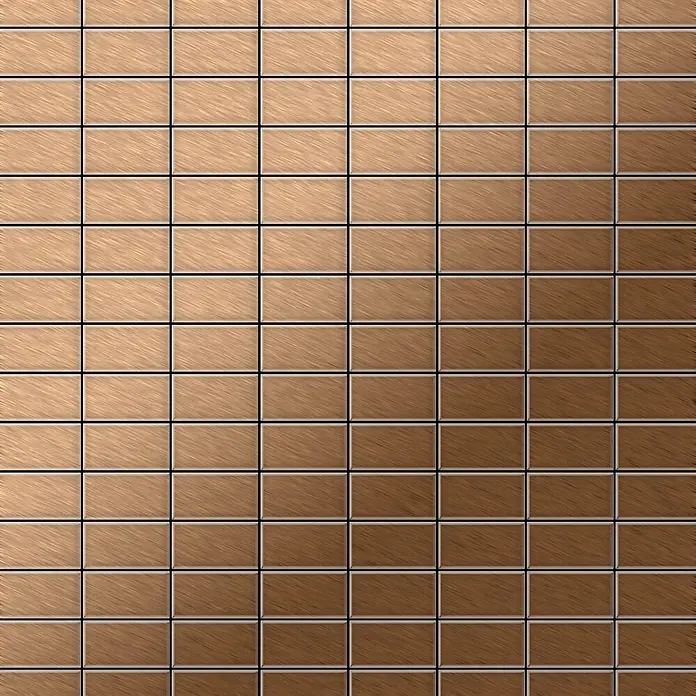 ALLOY Mosaikfliese Mosaik Fliese massiv Titan gebürstet kupfer 1,6mm stark Bauhaus-Ti-AB - 318 x 329 mm, Bronze, Sonstiges - Gradient braune rechteckige Fliesen mit gebürsteter Textur.