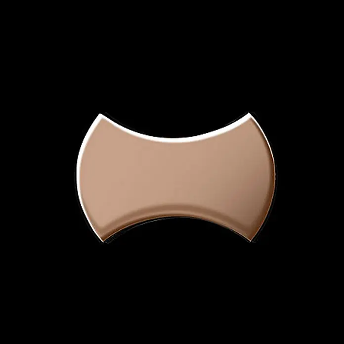 ALLOY Mosaikfliese Mosaik Fliese massiv Titan hochglänzend kupfer 1,6mm stark Infinit-Ti-AM - 322 x 322 mm, Bronze, Hochglänzend - Glänzendes, roségoldfarbenes, geschwungenes Metallakzent auf schwarzem Hintergrund.