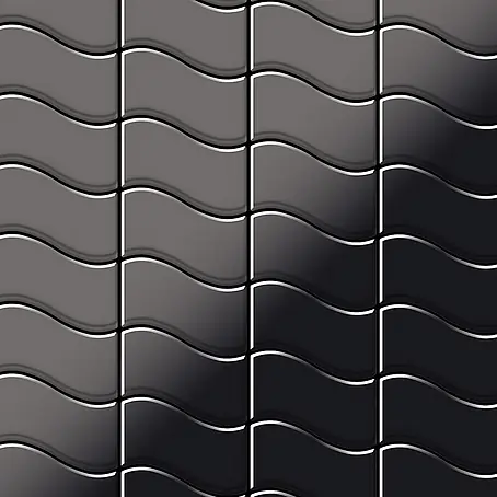 ALLOY  Mosaikfliese Mosaik Fliese massiv Metall Titan hochglanz dunkelgrau 1,6mm Flux-Ti-SM