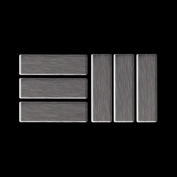 ALLOY Mosaikfliese Mosaik Fliese massiv Edelstahl gebürstet grau 1,6mm Basketweave-S-S-B - 288 x 288 mm, Grau, Silber, Sonstiges - Logo aus gebürstetem metallisch grauem Metall: links drei gestapelte horizontale Balken, rechts zwei parallele vertikale Balken.