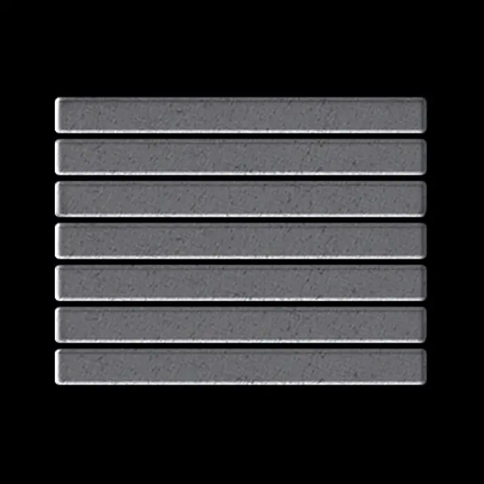ALLOY Mosaikfliese Mosaik Fliese massiv Metall Rohstahl gewalzt grau 1,6mm stark Linear-RS - 316 x 297 mm, Grau, Sonstiges - Mehrere strukturierte graue Rechteckleisten.