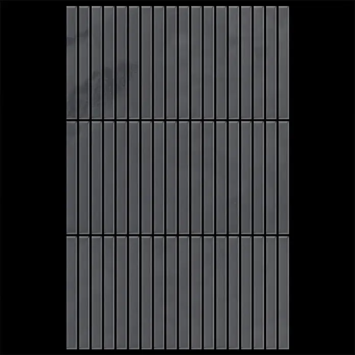ALLOY Mosaikfliese Mosaik Fliese massiv Metall Rohstahl gewalzt grau 1,6mm stark Linear-RS - 316 x 297 mm, Grau, Sonstiges - Dunkelgraue, vertikale, rechteckige Mosaikfliesen.