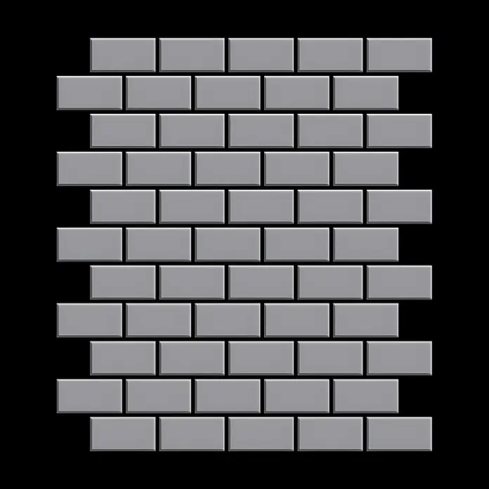 ALLOY Mosaikfliese Mosaik Fliese massiv Metall Edelstahl matt grau 1,6mm stark House-S-S-MA - 318 x 307 mm, Grau, Silber, Matt - Graue rechteckige Fliesen im versetzten Muster.