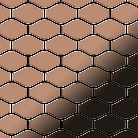 ALLOY  Mosaikfliese Mosaik Fliese massiv Titan hochglänzend kupfer 1,6mm stark Karma-Ti-AM