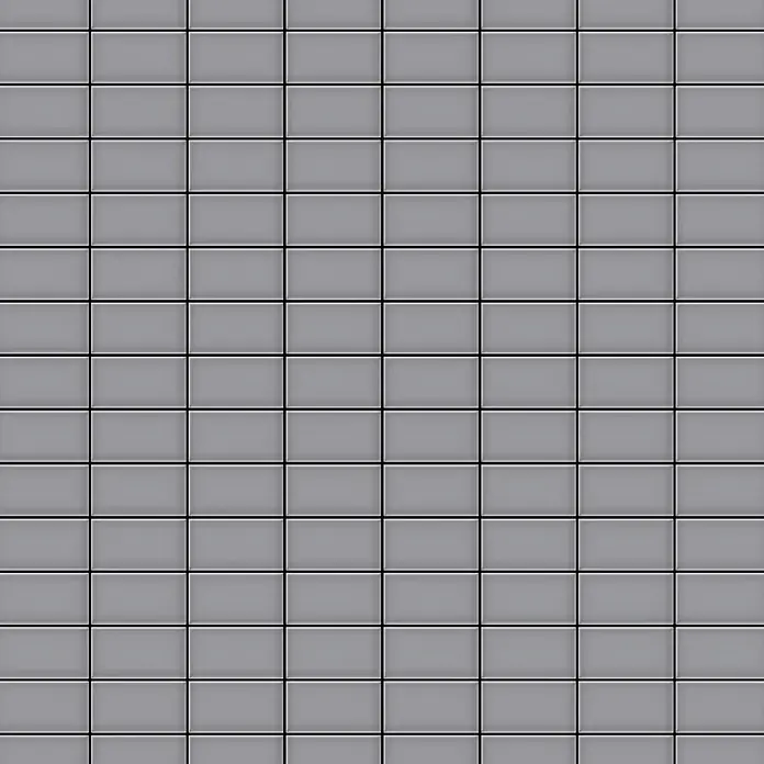 ALLOY Mosaikfliese Mosaik Fliese massiv Metall Edelstahl matt grau 1,6mm stark Bauhaus-S-S-MA - 318 x 329 mm, Grau, Silber, Matt - Nahtloses Muster aus rechteckigen grauen Fliesen mit dunklen Fugen, eine saubere, moderne Oberfläche bietend.