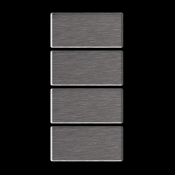 ALLOY Mosaikfliese Mosaik Fliese massiv Metall Edelstahl marine gebürstet grau Bauhaus-S-S-MB - 318 x 329 mm, Grau, Silber, Blau, Sonstiges - Vier vertikal gestapelte, graue Rechtecke aus gebürstetem Metall, möglicherweise eine Akkuladeanzeige.