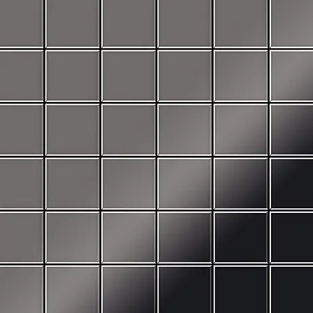 ALLOY  Mosaikfliese Mosaik Fliese massiv Titan hochglanz dunkelgrau 1,6mm Cinquanta-Ti-SM