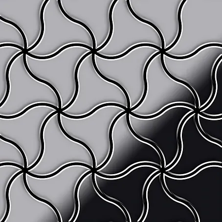 ALLOY  Mosaikfliese Mosaik Fliese massiv Edelstahl hochglänzend grau 1,6mm stark Ninja-S-S-M