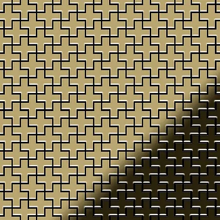 ALLOY  Mosaikfliese Mosaik Fliese massiv Metall Titan hochglanz gold 1,6mm Swiss Cross-Ti-GM