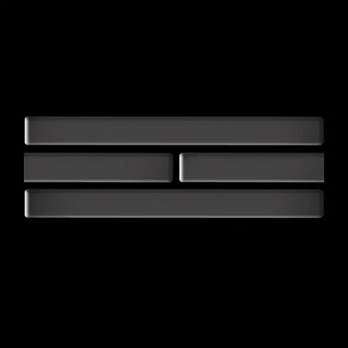 ALLOY Mosaikfliese Mosaik Fliese massiv Metall Titan hochglanz dunkelgrau 1,6mm Deedee-Ti-SM - 316 x 247 mm, Schwarz, Grau, Hochglänzend - Ein langer, zwei kurze, ein langer dunkelgrauer Rechteckbalken.