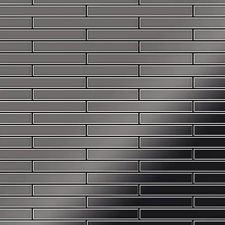 ALLOY  Mosaikfliese Mosaik Fliese massiv Metall Titan hochglanz dunkelgrau 1,6mm Deedee-Ti-SM