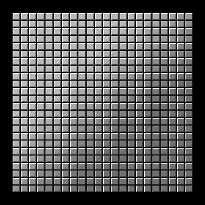 ALLOY Mosaikfliese Mosaik Fliese massiv Edelstahl gebürstet grau 1,6mm stark Glomesh-S-S-B - 316 x 316 mm, Grau, Silber, Sonstiges - Gitter aus metallischen, silbernen Mosaikfliesen mit gebürsteter Textur.