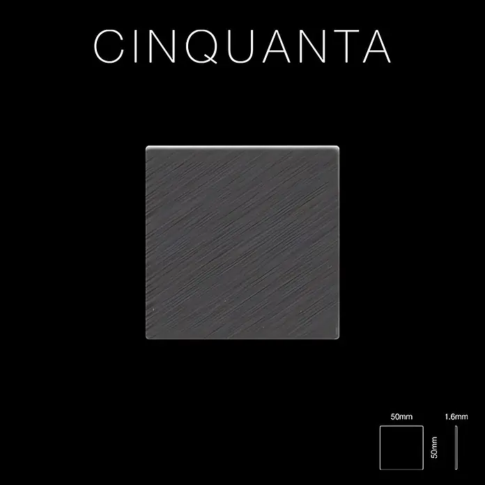 ALLOY Mosaikfliese Mosaik Fliese massiv Titan gebürstet dunkelgrau 1,6mm Cinquanta-Ti-SB - 306 x 306 mm, Schwarz, Grau, Sonstiges - Cinquanta dunkelgraue gebürstete quadratische Metallplatte, 50x50mm, 1,6mm dick.