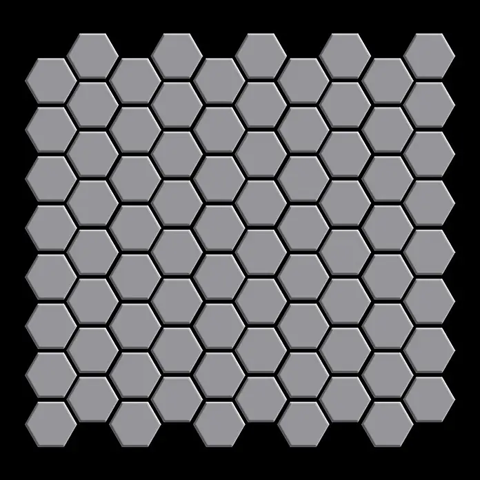 ALLOY Mosaikfliese Mosaik Fliese massiv Metall Edelstahl matt grau 1,6mm stark Honey-S-S-MA - 329 x 332 mm, Grau, Silber, Matt - Graues sechseckiges Fliesenmuster.