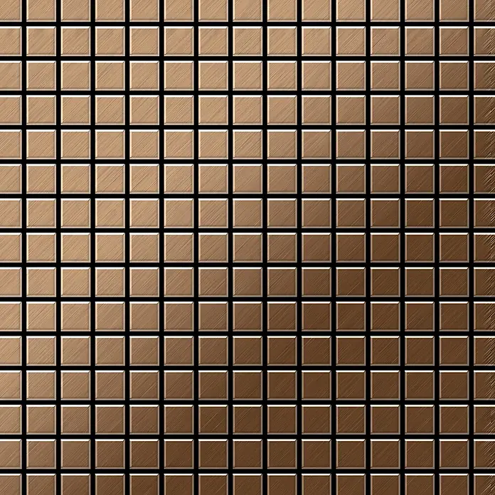 ALLOY Mosaikfliese Mosaik Fliese massiv Titan gebürstet kupfer 1,6mm stark Mosaic-Ti-AB - 322 x 322 mm, Bronze, Sonstiges - Nahtloses Muster aus geprägten, gebürsteten, kupferfarbenen Metallfliesen.