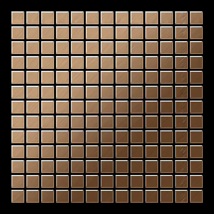 ALLOY Mosaikfliese Mosaik Fliese massiv Titan gebürstet kupfer 1,6mm stark Mosaic-Ti-AB - 322 x 322 mm, Bronze, Sonstiges - Raster aus quadratischen, metallischen Bronzemosaikfliesen mit gebürsteter Oberfläche.
