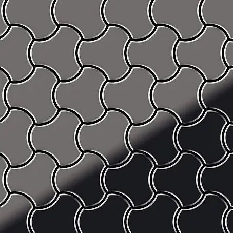 ALLOY  Mosaikfliese Mosaik Fliese massiv Metall Titan hochglanz dunkelgrau 1,6mm Ubiquity-Ti-SM