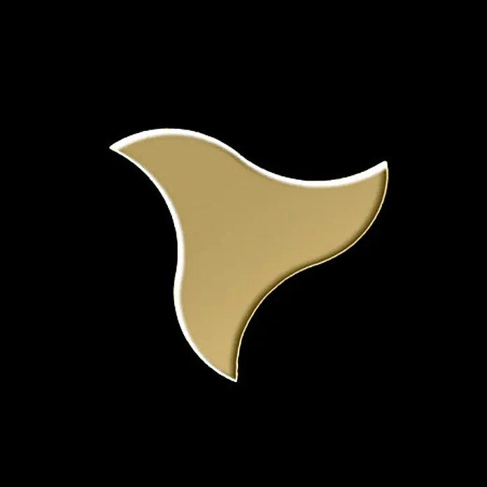 ALLOY Mosaikfliese Mosaik Fliese massiv Metall Titan hochglänzend gold 1,6mm stark Ninja-Ti-GM - 313 x 255 mm, Gold, Hochglänzend - Metallisch goldene, dreilappige, gekrümmte Form.