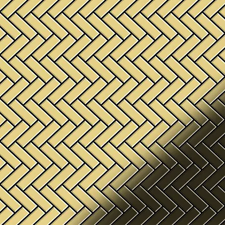 ALLOY  Mosaikfliese Mosaik Fliese massiv Messing gewalzt gold 1,6mm stark Herringbone-BM
