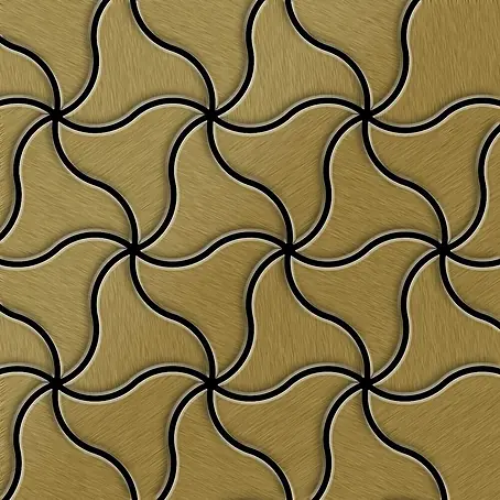 ALLOY  Mosaikfliese Mosaik Fliese massiv Metall Titan gebürstet gold 1,6mm stark Ninja-Ti-GB