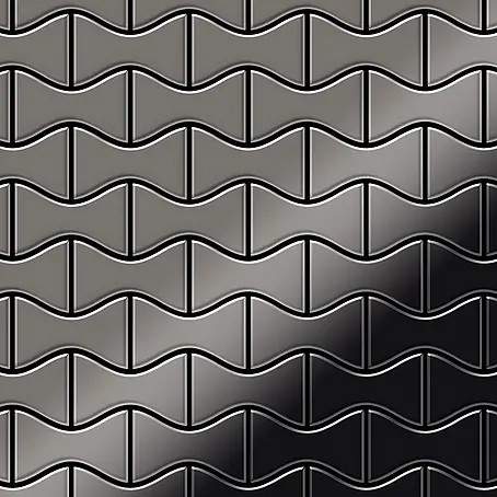 ALLOY  Mosaikfliese Mosaik Fliese massiv Metall Titan hochglanz dunkelgrau 1,6mm Kismet-Ti-SM