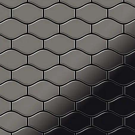 ALLOY  Mosaikfliese Mosaik Fliese massiv Metall Titan hochglanz dunkelgrau 1,6mm Karma-Ti-SM