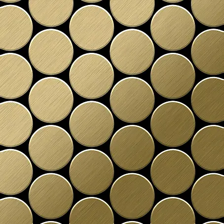 ALLOY  Mosaikfliese Mosaik Fliese massiv Titan gebürstet gold 1,6mm stark Medallion-Ti-GB