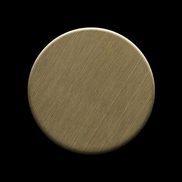 ALLOY Mosaikfliese Mosaik Fliese massiv Titan gebürstet gold 1,6mm stark Medallion-Ti-GB - 313 x 256 mm, Gold, Sonstiges - Gebürstete messingfarbene runde Metallscheibe.