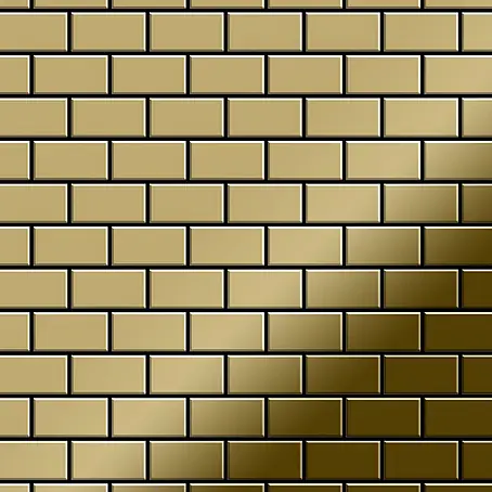ALLOY  Mosaikfliese Mosaik Fliese massiv Titan hochglänzend gold 1,6mm stark House-Ti-GM