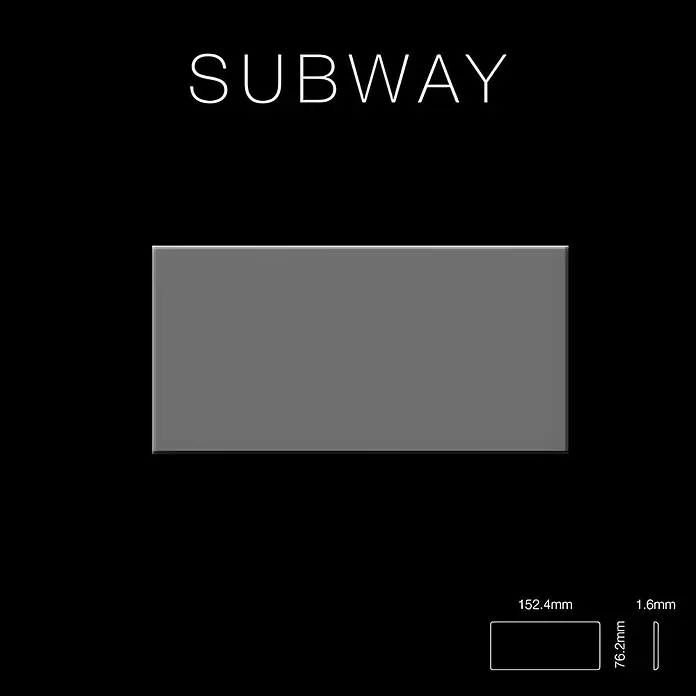 ALLOY Mosaikfliese Mosaik Fliese massiv Edelstahl marine hochglanz grau 1,6mm Subway-S-S-MM - 76 x 152 mm, Grau, Silber, Blau, Hochglänzend - Graue rechteckige Metrofliese, 152,4 mm x 76,2 mm x 1,6 mm.